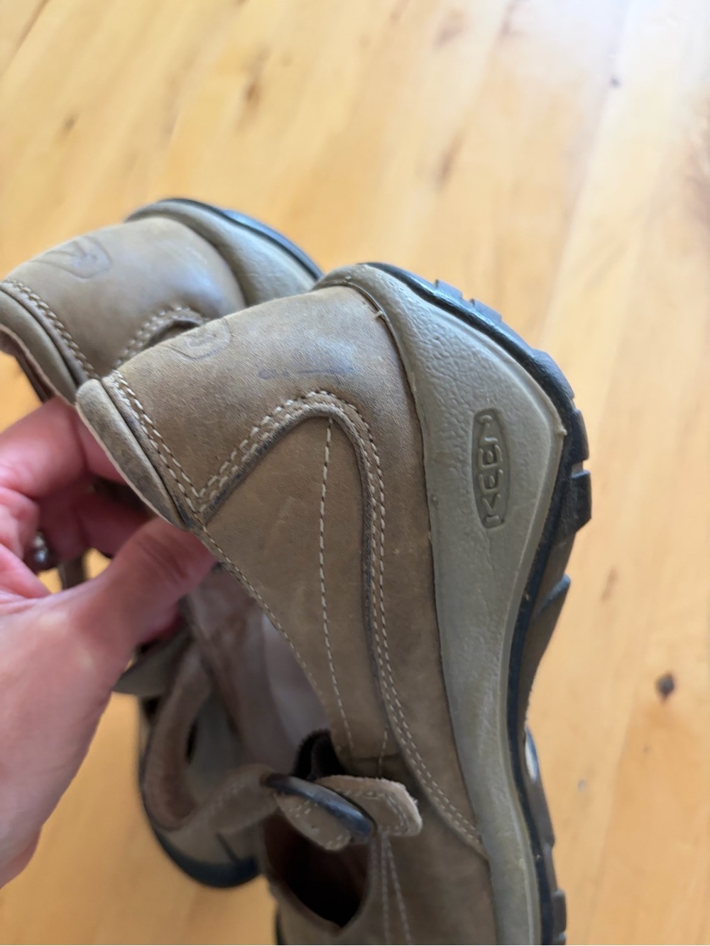 Keen Taupe Mary Jane Flats with Black Toe - Picture 4 of 5